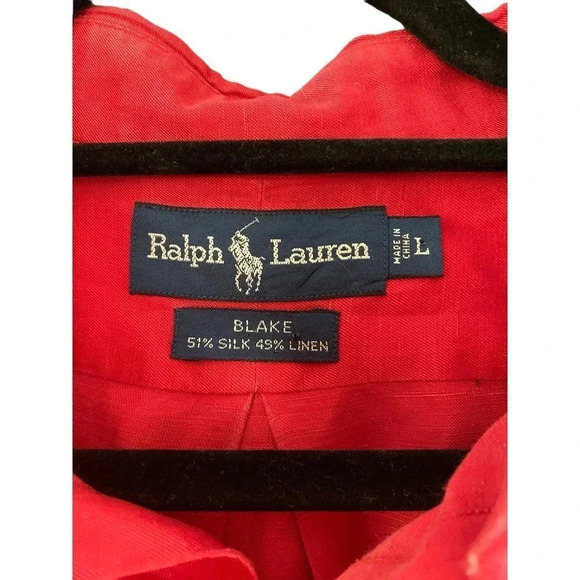 Ralph Lauren Blake Men's Red Button Down Classic Fit Shirt Size Large - Picture 4 of 4
